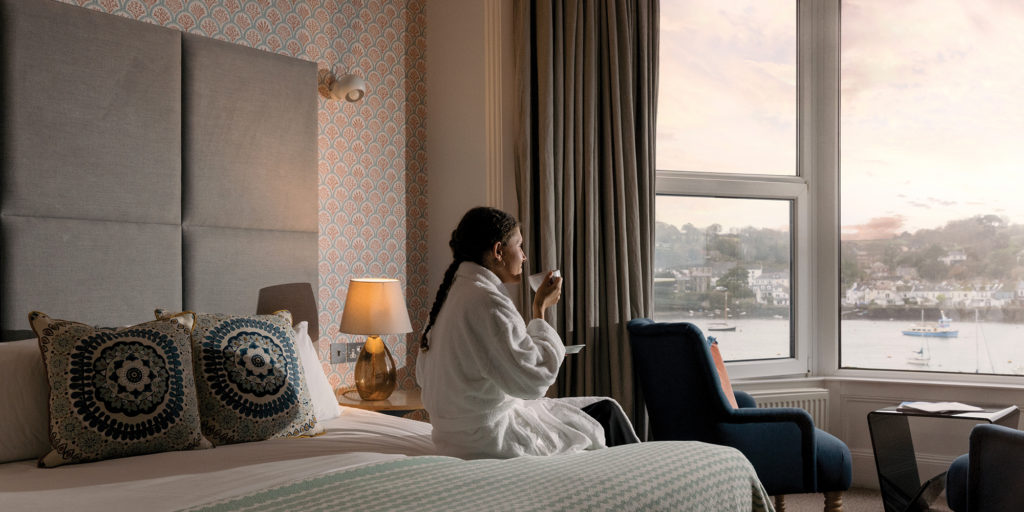A room at The Greenbank Hotel in Falmouth, Cornwall
